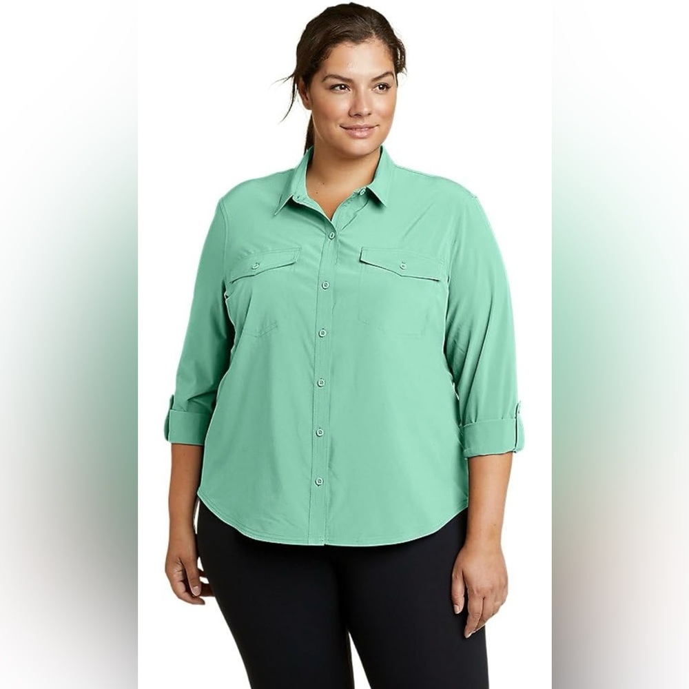 New Women’s Eddie Bauer Departure 2.0 Long Sleeve Blouse Shirt 2XL